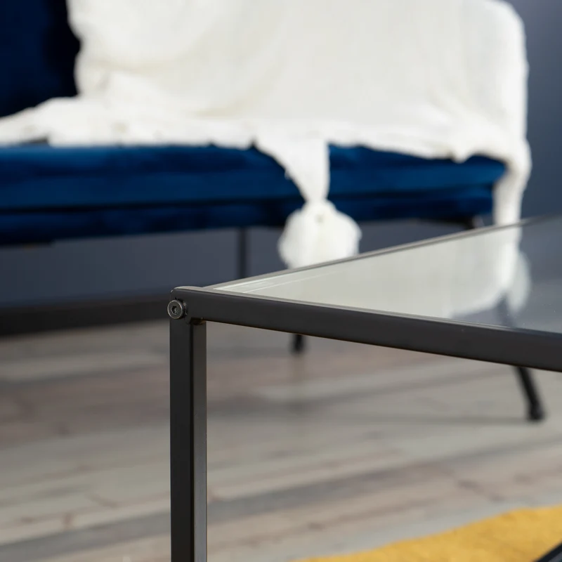 Table basse salon en verre et en métal noir HUDD LMKZ