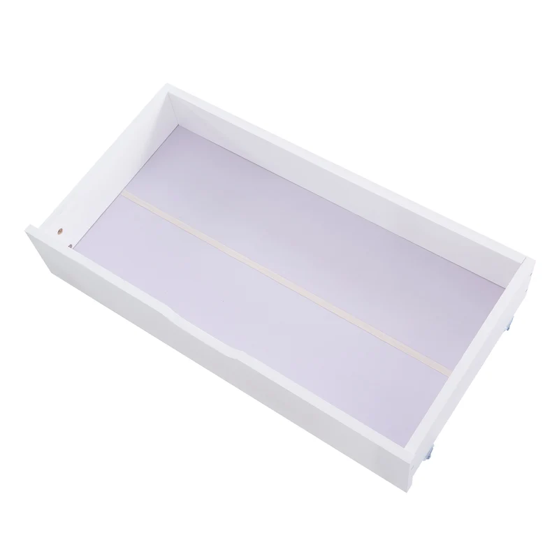 Lit enfant lit cabane blanc 90 x 200 cm maison bois massif avec clôture et sommier à lattes 2 tiroirs roulettes rangement, tableau noir (sans matelas) CHOLLUD