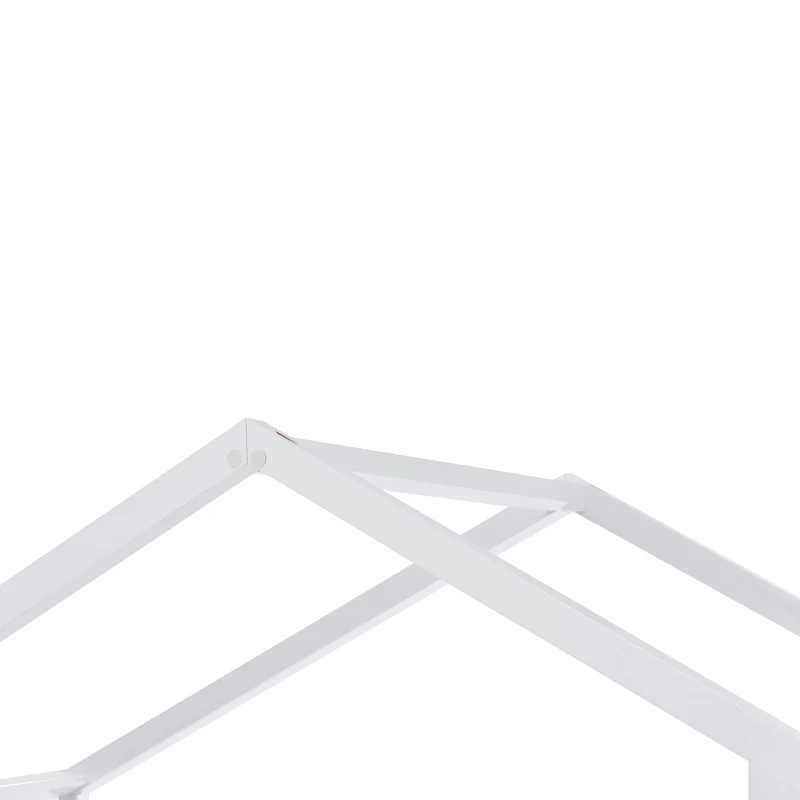 Lit enfant lit cabane blanc 90 x 200 cm maison bois massif avec clôture et sommier à lattes 2 tiroirs roulettes rangement, tableau noir (sans matelas) CHOLLUD