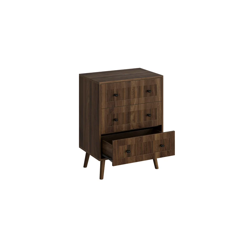 Commode 3 tiroirs effet bois noyer 60x40x78cm ADJUSTTRUNK