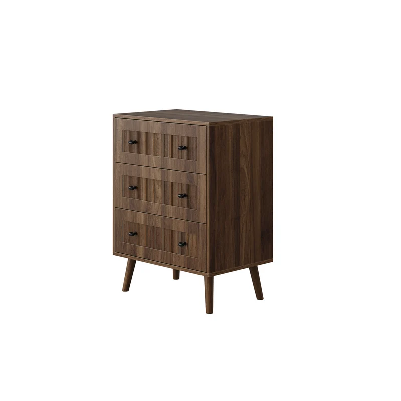 Commode 3 tiroirs effet bois noyer 60x40x78cm ADJUSTTRUNK