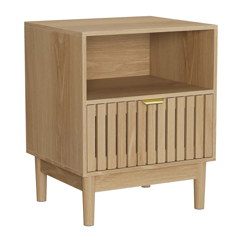 Table de chevet design latte effet chêne 1 tiroir ADJUSTWOOLPRO