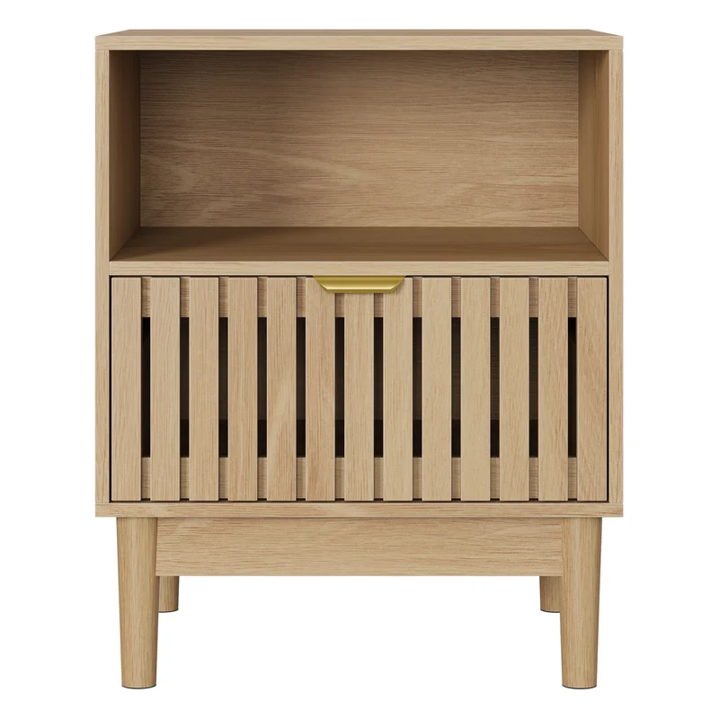 Table de chevet design latte effet chêne 1 tiroir ADJUSTWOOLPRO