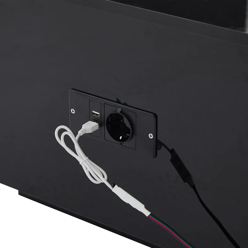 Table basse relevable noire brillante avec éclairage LED 100*50*35 cm OKRUITS BLACK