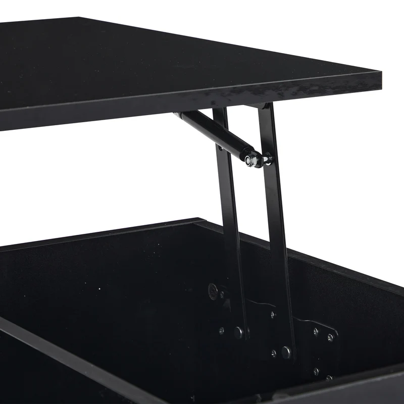 Table basse relevable noire brillante avec éclairage LED 100*50*35 cm OKRUITS BLACK
