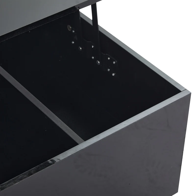 Table basse relevable noire brillante avec éclairage LED 100*50*35 cm OKRUITS BLACK