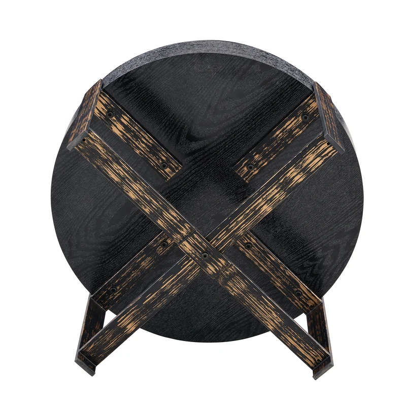 Table basse ronde effet bois noir Ø68cm AETHERINE
