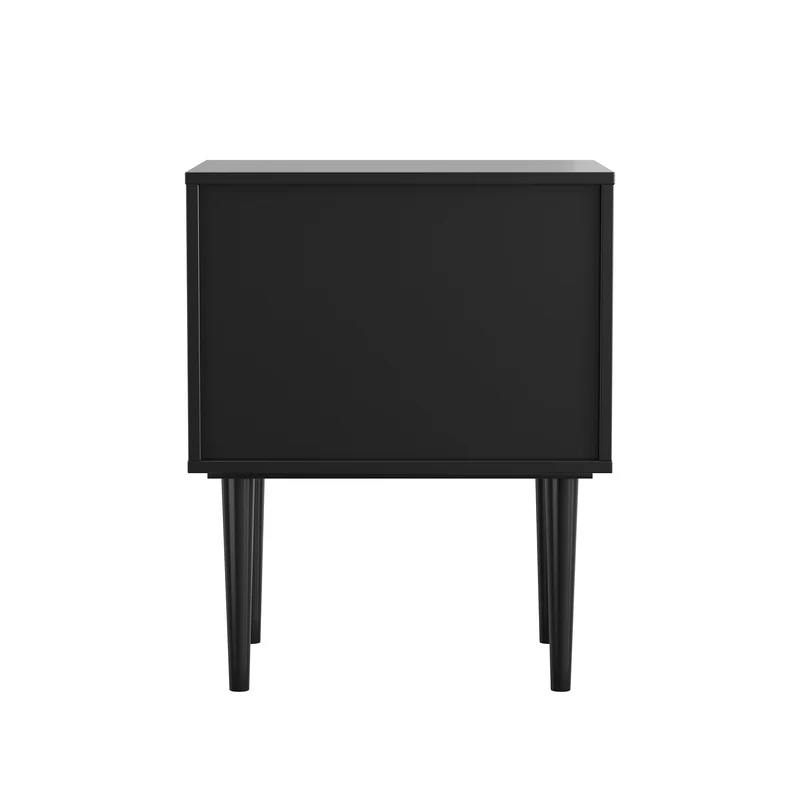 Table de chevet rétro noir et effet bois 2 tiroirs industrielle 51x38x66cm NOBLELSE
