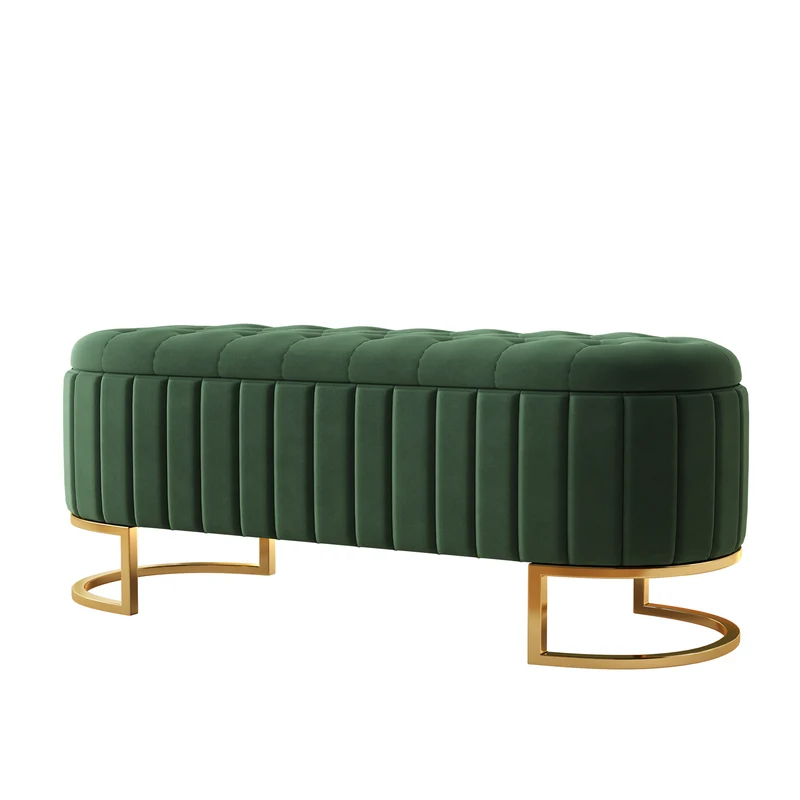 Lit double effet bois, tête de lit LED & USB et banc coffre velours vert 160x200cm RIFTZYNTHYNOR+IESSAES QUEEN