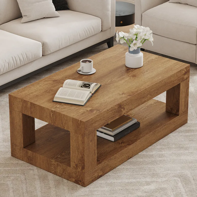 Table basse rectangulaire effet bois 2 niveaux 93x53cm CASCADEMOMENT