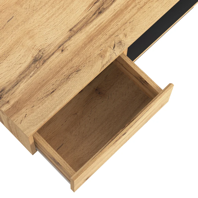 Table basse grain de bois avec rangement double face et tiroir 100x47x60 EINPHATH