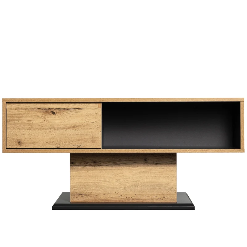 Table basse grain de bois avec rangement double face et tiroir 100x47x60 EINPHATH