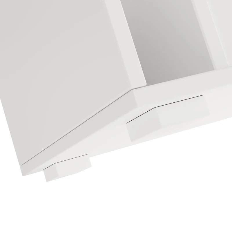 Table basse blanche en verre 2 tiroirs avec éclairage LED 100x50cm GEODYNAMO