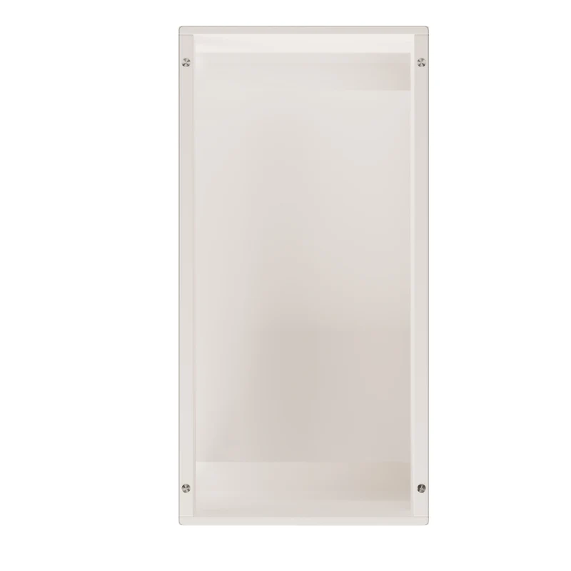Table basse blanche en verre 2 tiroirs avec éclairage LED 100x50cm GEODYNAMO