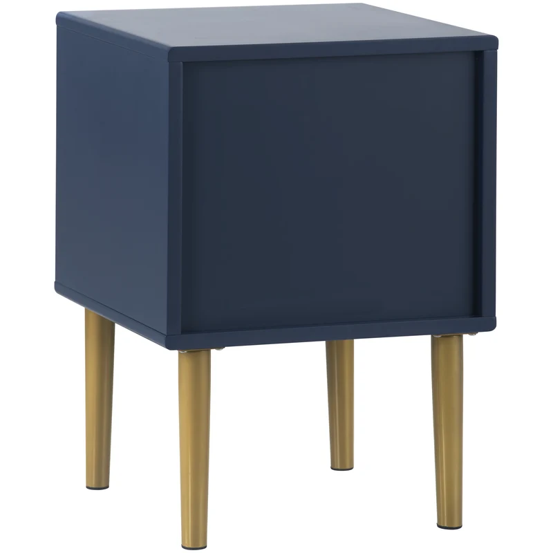 Lot de 2 tables de chevet bleu marine motif d'écailles pieds dorés H50/L35/P35 DRIRQEOX