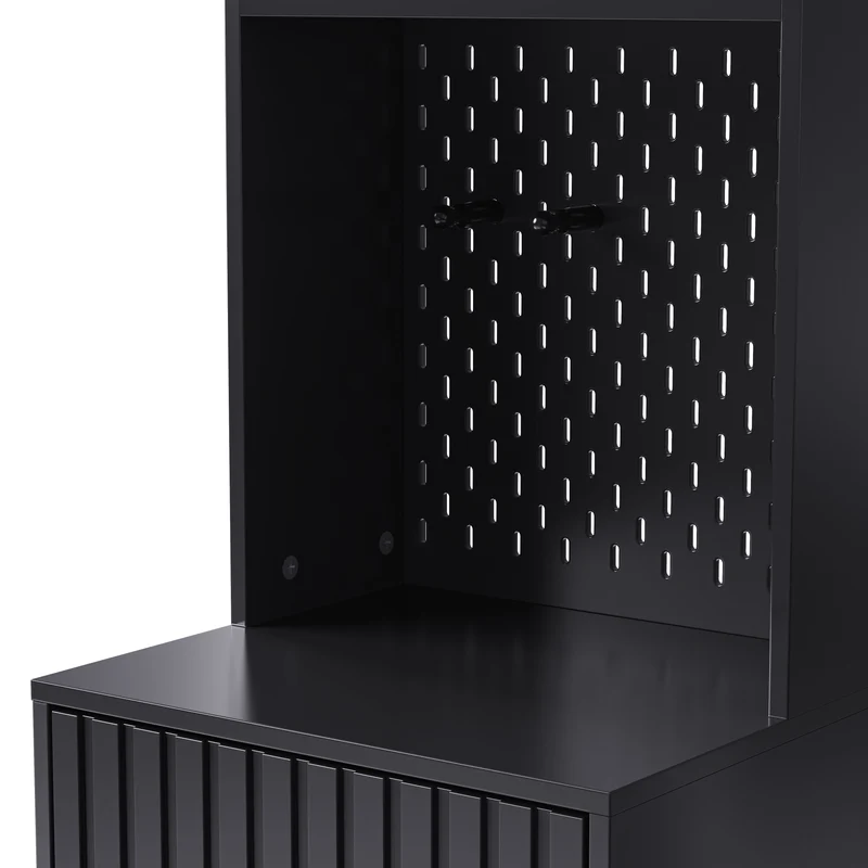Vestiaire à l'entrée noir multifonction avec banc et rangements 100×180×35 cm BLISSUM