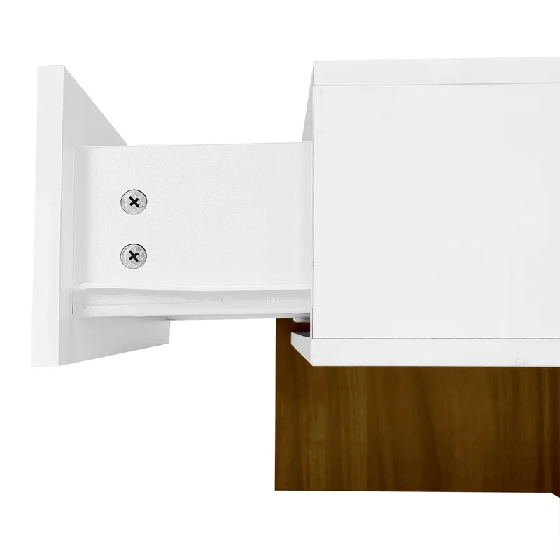 Table basse carrée blanche brillante avec 4 tiroirs et design géométrique 78*78*34,8 cm THURLUNS