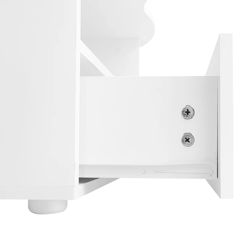 Table basse blanc forme nuage avec tiroir et niche 100x60x40,5 cm RIFTMYRKONOR