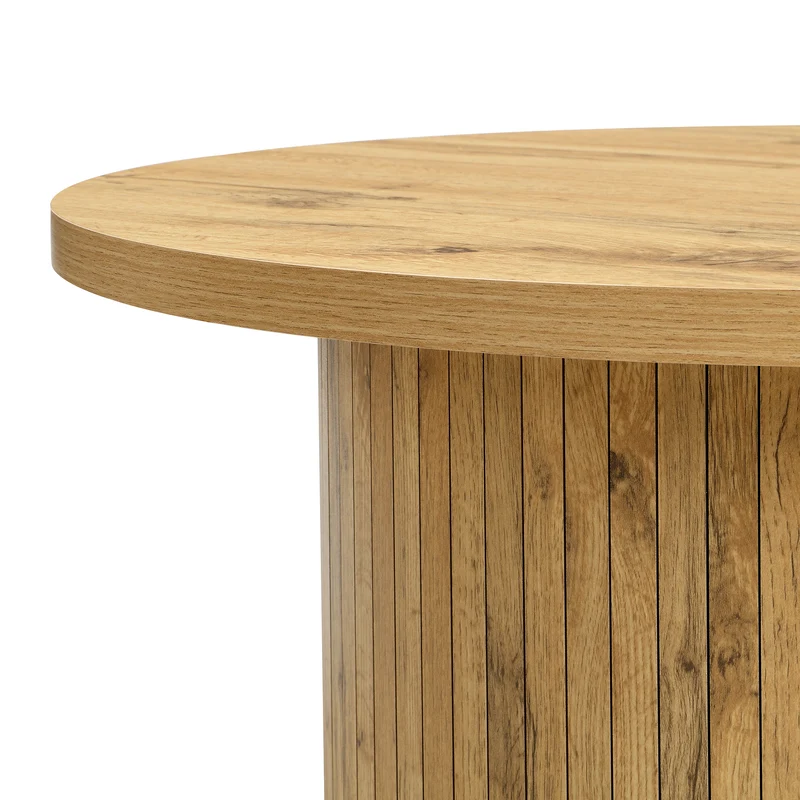 Ensemble de 2 tables basses rondes effet bois naturel base à tasseaux NIMBUSIS